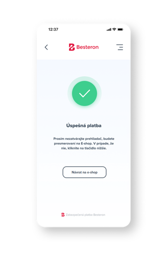 Potvrdenie o úspešnej platbe