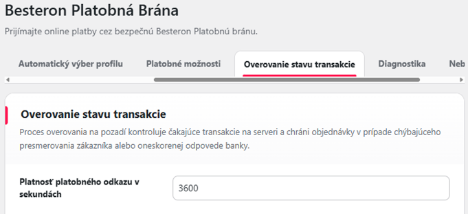 Woocommerce_platobna brana Besteron_doba platnosti